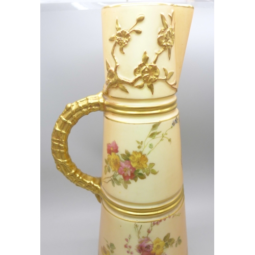 2004 - A Royal Worcester blush ivory claret jug dated 1899, 26cm