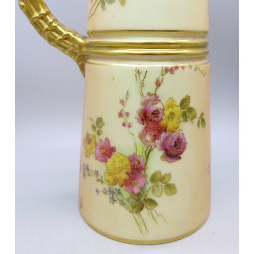 2004 - A Royal Worcester blush ivory claret jug dated 1899, 26cm