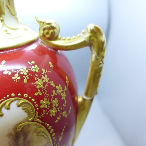 2008 - A Royal Worcester vase with cattle scene, painted by J Stinton, a/f, 30cm