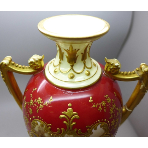 2008 - A Royal Worcester vase with cattle scene, painted by J Stinton, a/f, 30cm