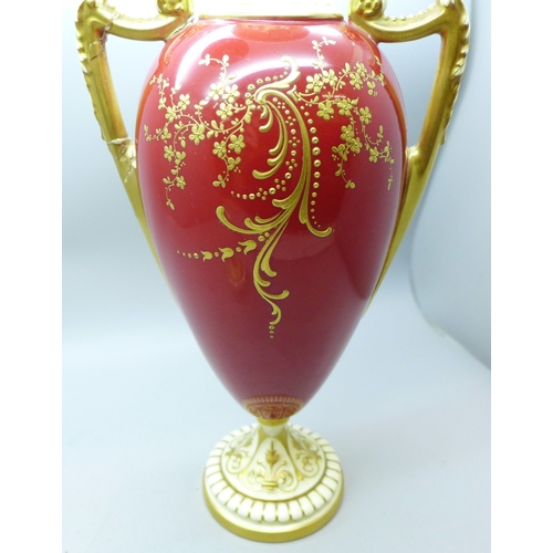 2008 - A Royal Worcester vase with cattle scene, painted by J Stinton, a/f, 30cm