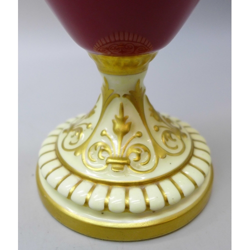 2008 - A Royal Worcester vase with cattle scene, painted by J Stinton, a/f, 30cm