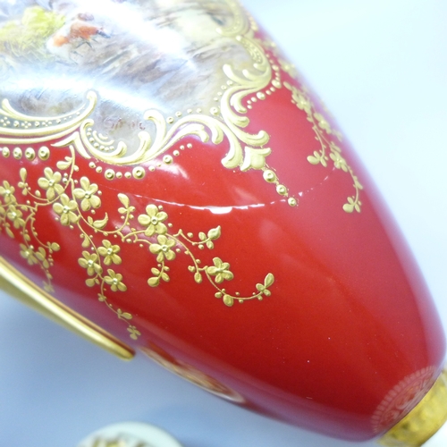 2008 - A Royal Worcester vase with cattle scene, painted by J Stinton, a/f, 30cm