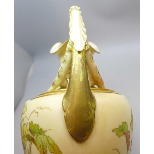 2009 - A Royal Worcester blush ivory ewer/jug, numbered 1891, 26cm h