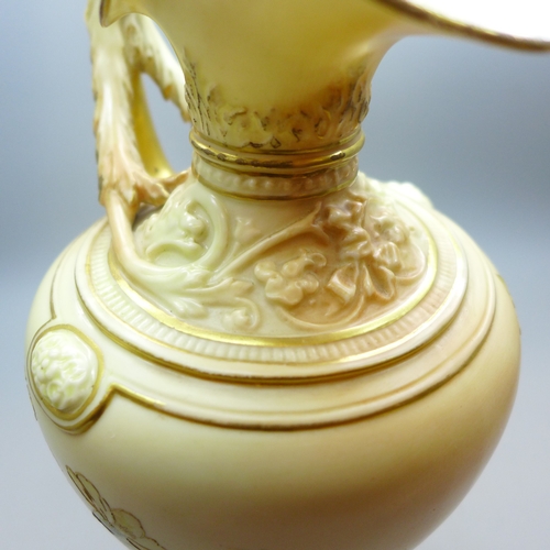 2009 - A Royal Worcester blush ivory ewer/jug, numbered 1891, 26cm h