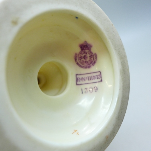 2009 - A Royal Worcester blush ivory ewer/jug, numbered 1891, 26cm h