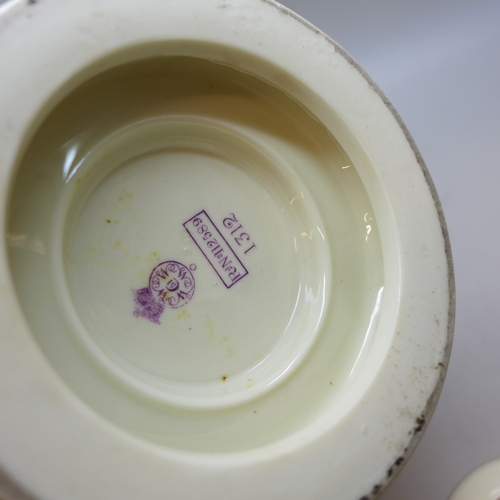 2012 - A Royal Worcester Stuart Rose jar and covers (inner and outer lids), circa 1889, numbered 1312, 27cm... 