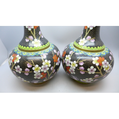 2015 - A pair of Chinese cloisonne vases, 22.5cm