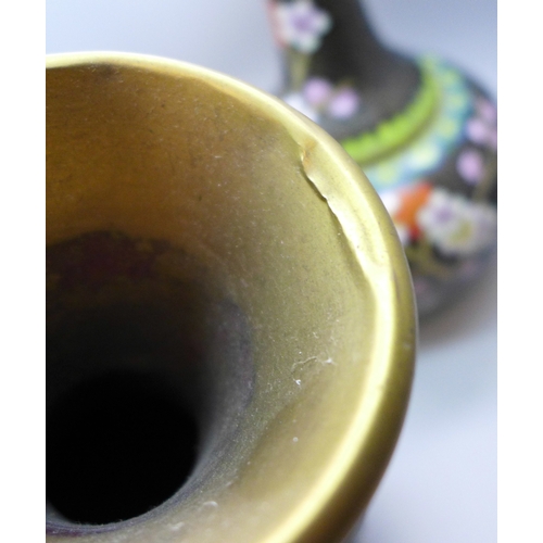 2015 - A pair of Chinese cloisonne vases, 22.5cm