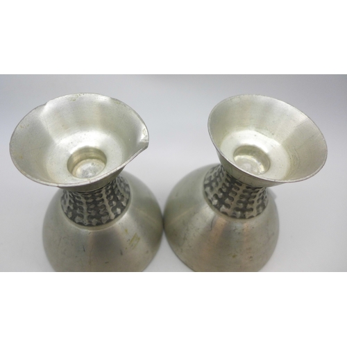2024 - A pair of Norwegian pewter Mastad candle holders