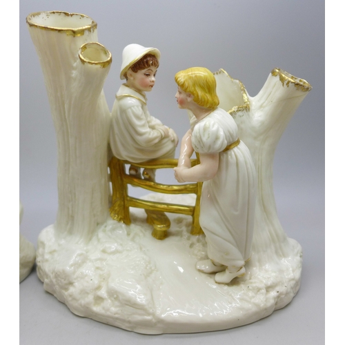 2047 - Two Royal Worcester pieces - rare Country Courtship group dated 1889 and a late 19th century figure,... 