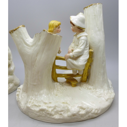2047 - Two Royal Worcester pieces - rare Country Courtship group dated 1889 and a late 19th century figure,... 