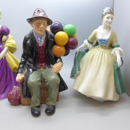 2049 - A collection of Royal Doulton figures, five in total, to include Owd William, Bridget, The Balloon M... 