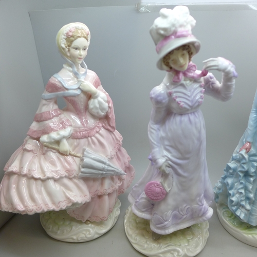 2050 - Four Royal Worcester The Victoria and Albert Museum Walking-Out Dresses of the 19th century figures ... 