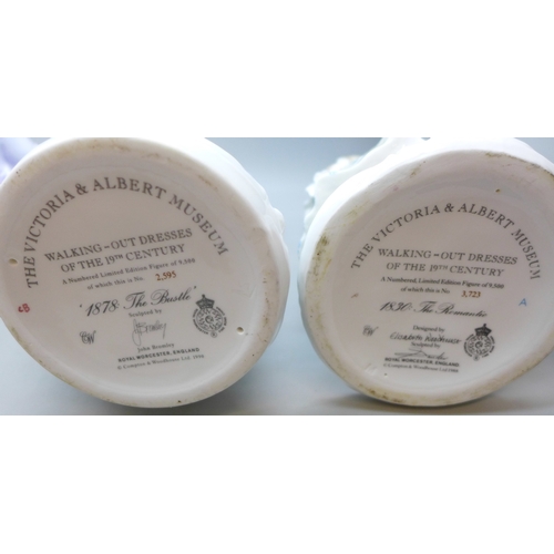 2050 - Four Royal Worcester The Victoria and Albert Museum Walking-Out Dresses of the 19th century figures ... 
