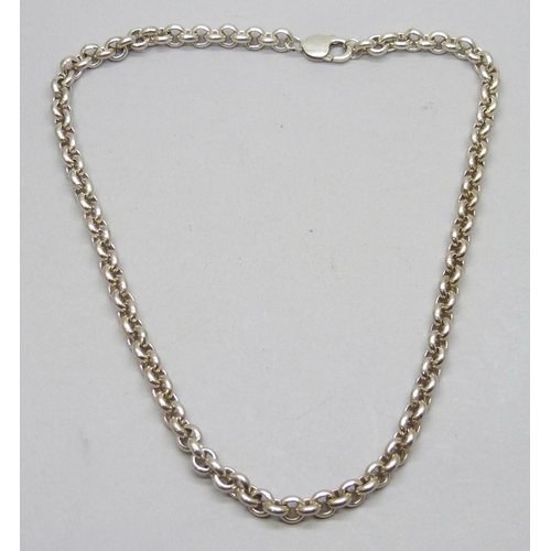7216 - A silver heavy belcher chain necklace, hallmarked, 64g, 6mm wide links, 45cm