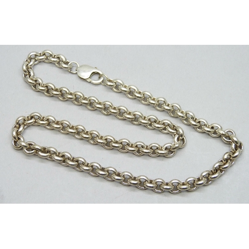 7216 - A silver heavy belcher chain necklace, hallmarked, 64g, 6mm wide links, 45cm