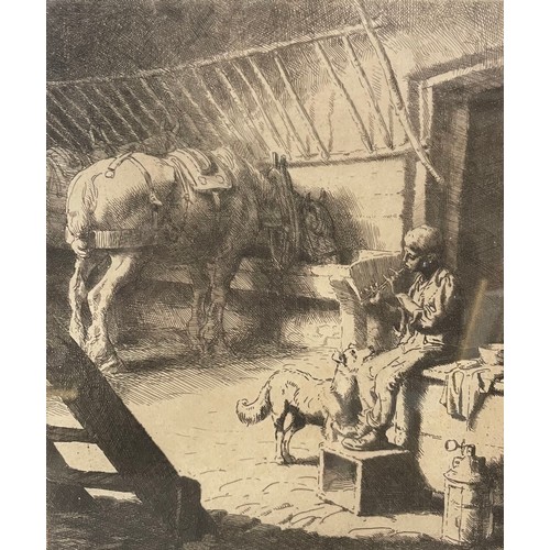 364 - Two J. Benwell Clark engravings, Crosby Mill and Sefton Church, framed