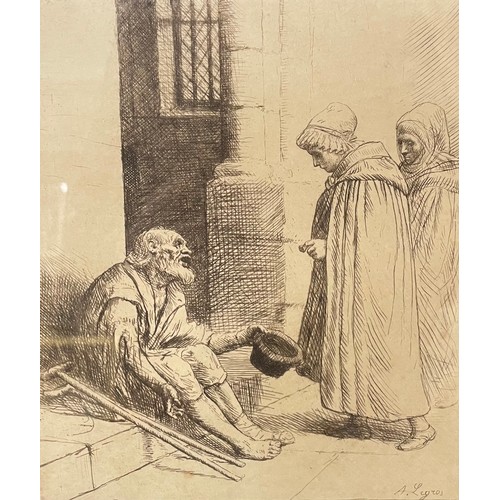 364 - Two J. Benwell Clark engravings, Crosby Mill and Sefton Church, framed