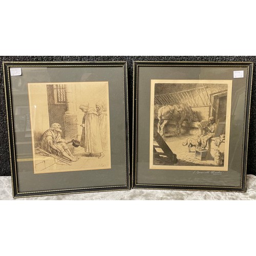 364 - Two J. Benwell Clark engravings, Crosby Mill and Sefton Church, framed
