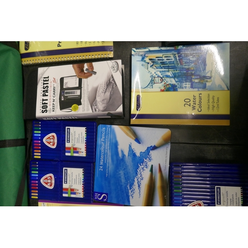 5031 - A quantity of assorted art materials and accessories including folders, pencils, oil pastels, Crayol... 