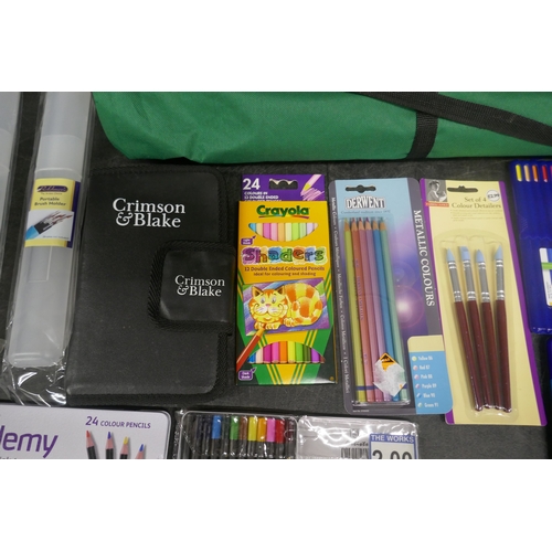 5031 - A quantity of assorted art materials and accessories including folders, pencils, oil pastels, Crayol... 