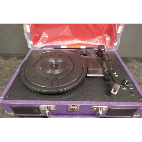 5036 - A Zennox Retro Club briefcase style record player turntable with box, instruction manual and power s... 