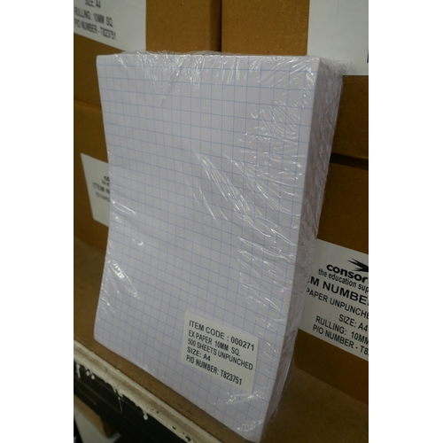 5042 - Ten boxes of A4, 10mm square lined paper (5 packs of 500 per box)