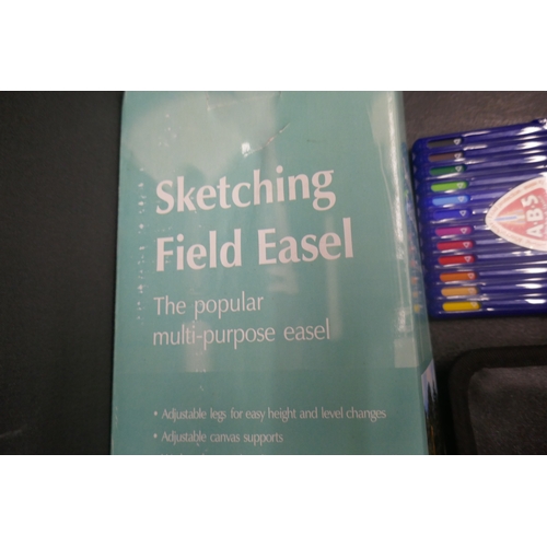 5063 - A collection of assorted art materials and accessories including brushes, watercolour pencil etc.