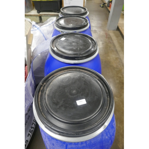 5069 - Four blue plastic 125 litre barrels