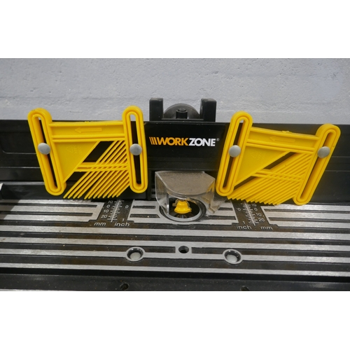 A Workzone router table with an Am-Tech 240V router