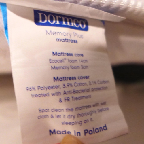 6289 - Dormeo memory plus small double mattress , original RRP £166.66 + VAT (372-455) *This lot is subject... 