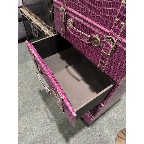 3167 - A purple faux crocodile stain storage chest
