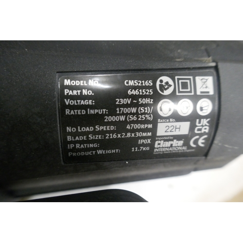 5054 - A Clarke CMS2165, 216mm sliding mitre saw *This lot is SOLD AS SCRAP ** This lot is subject to VAT