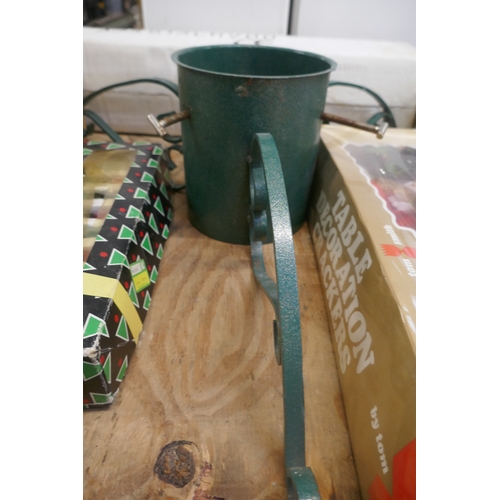 5117 - A large quantity of Christmas items including string lights, glow up moose, glow up snowman, tree ba... 