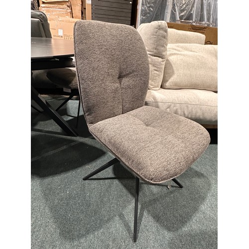 3184 - A Round Cavella extending table with 4 charcoal fabric dining chairs (chipped edge of table top) ori... 