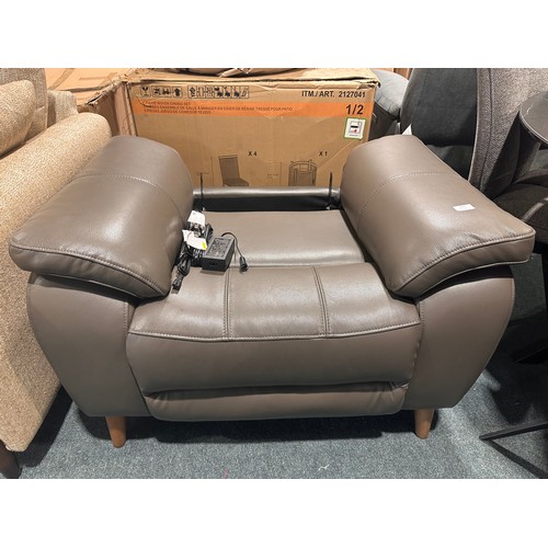 3191 - Ava storm grey leather electric reclining armchair (base only/ no back cushion)(4247-45) *This lot i... 