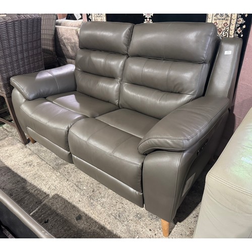3195 - An Ava storm grey leather electric reclining 2 seater sofa , original RRP £999.99 + VAT (4247-6) *Th... 
