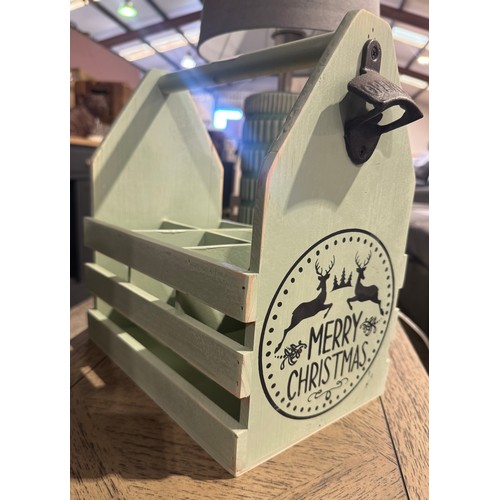 3126 - A duck egg painted ‘Merry Christmas’ bottle holder