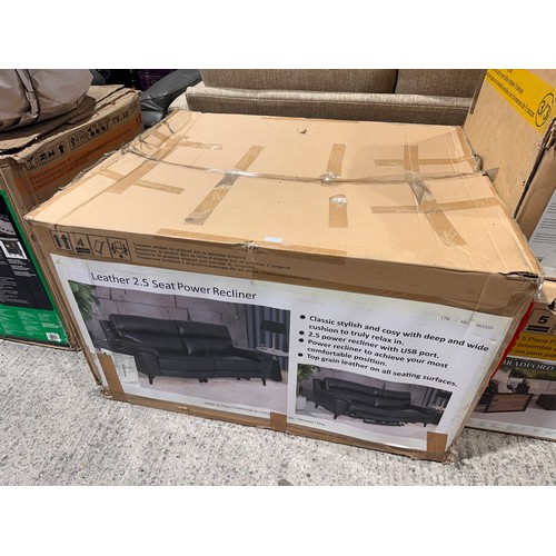 3207 - A Grace grey leather 2.5 seater power recliner part (Part item only), original RRP £833.33 + VAT (42... 