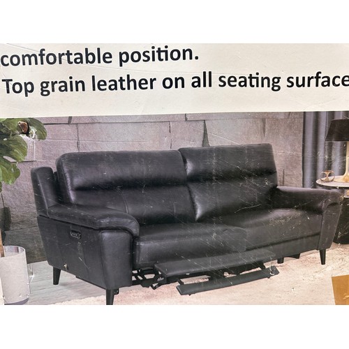 3207 - A Grace grey leather 2.5 seater power recliner part (Part item only), original RRP £833.33 + VAT (42... 