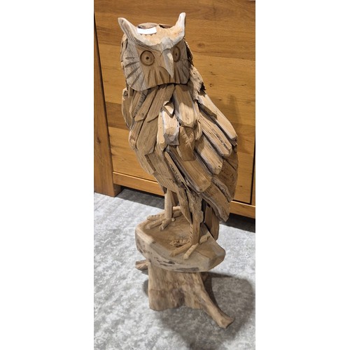 3219 - A large driftwood owl decoration