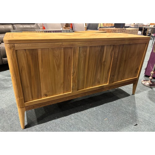 3163 - A Arch Sideboard in recycled Teak & Rattan with 3 Doors
