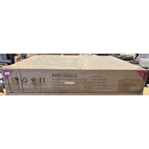 3142 - A Naples Twist Top Table Printed Glass Extending Dining Table (unchecked)