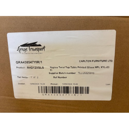 3142 - A Naples Twist Top Table Printed Glass Extending Dining Table (unchecked)