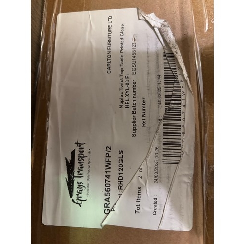 3142 - A Naples Twist Top Table Printed Glass Extending Dining Table (unchecked)