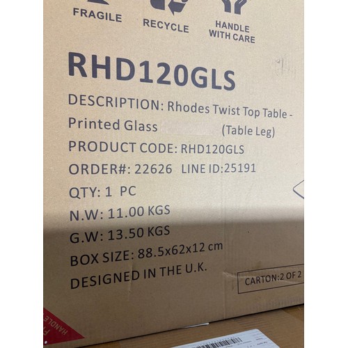 3144 - A Naples Twist Top Table Printed Glass Extending Dining Table (unchecked)