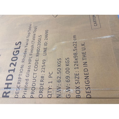 3145 - A Naples Twist Top Table Printed Glass Extending Dining Table (unchecked)