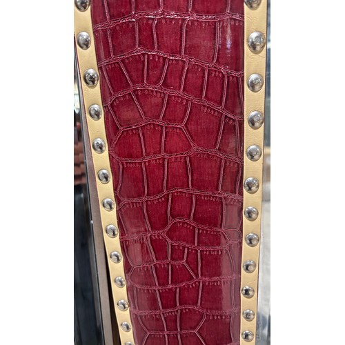 3245 - A red leather large mirror