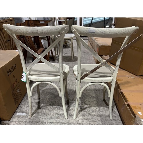 3232 - A Pair café white dining chairs